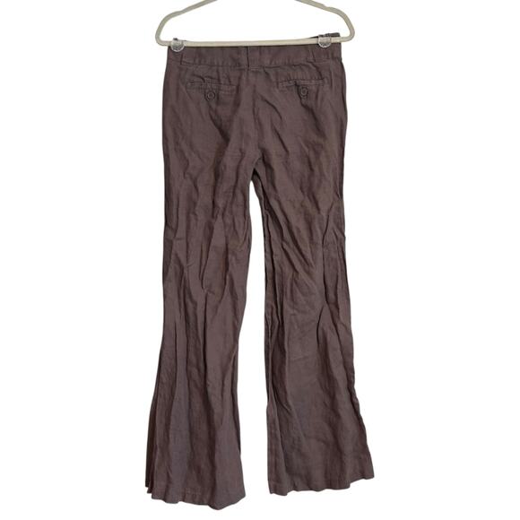 London Jean Marisa Fit 100% Linen Chino Pants Womens Sz 4 Mocha Brown Wide Leg - Picture 2 of 14